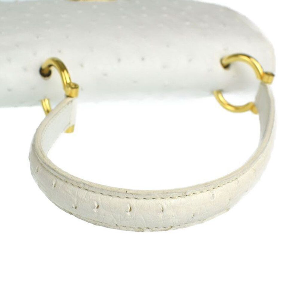 Celine Ostrich White Double Flap Gold Handbag - Picture 8 of 8